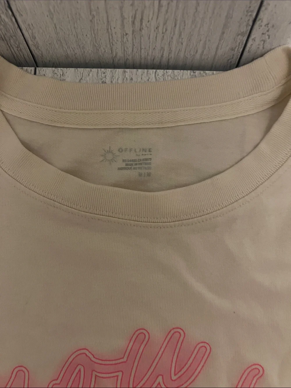 Cream Crop Tee with Pink 'You Wish' Script